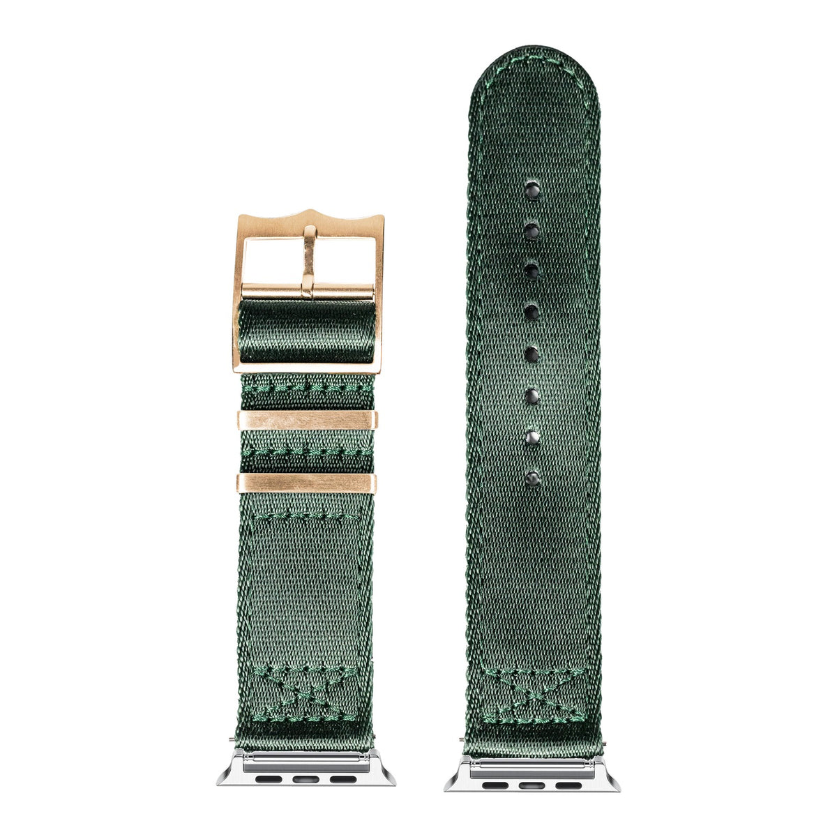 [Apple Watch] Ultra Militex - Forest Green [Rose Gold Hardware] with Silver Apple Watch connecters