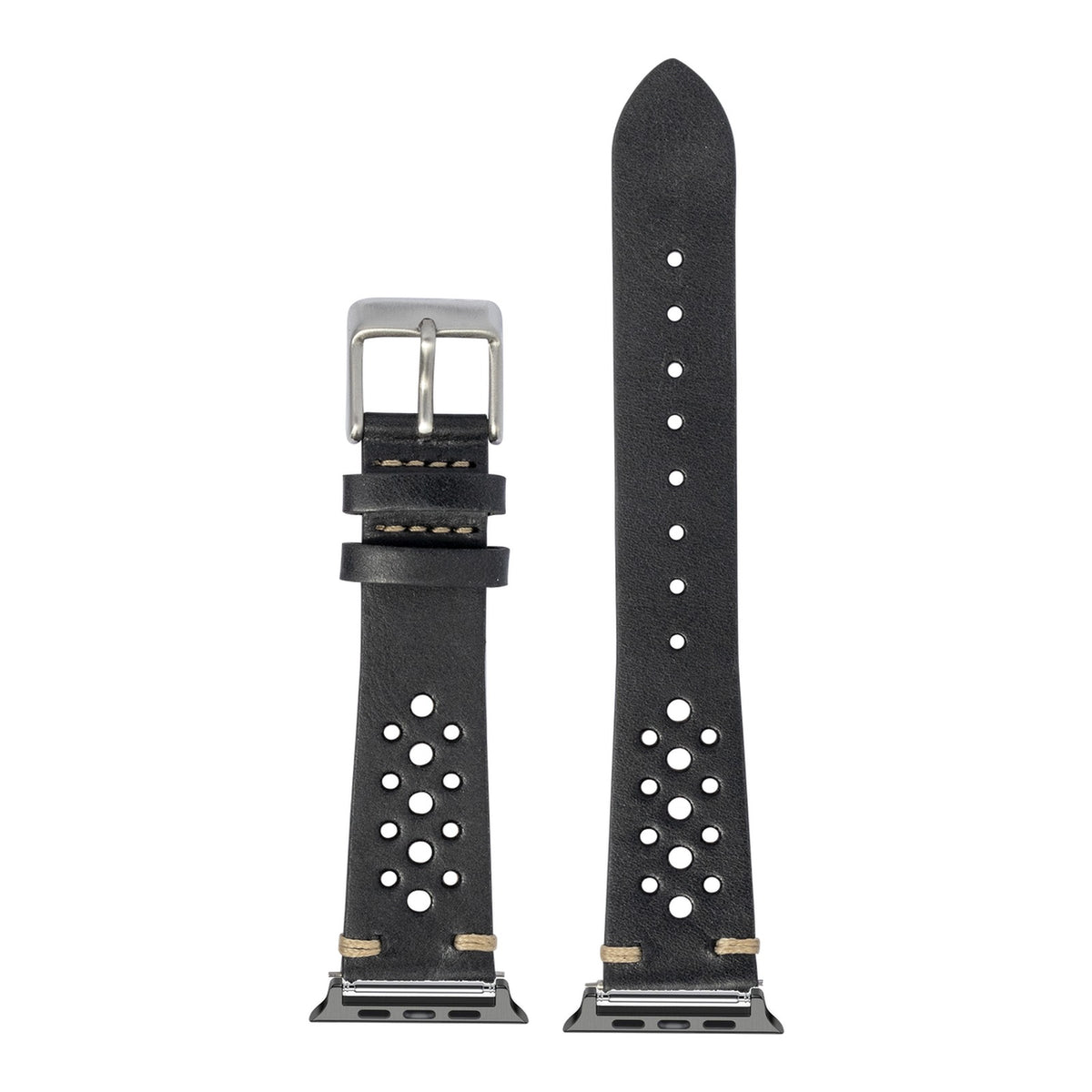 [Apple Watch] Vintage Rally Leather - Black with Black Apple Watch connecters