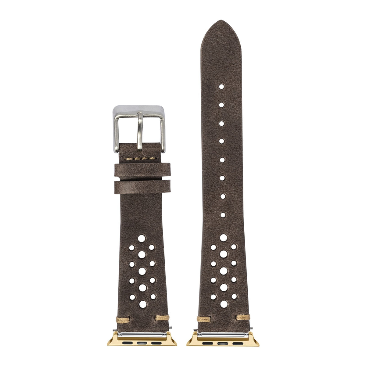 [Apple Watch] Vintage Rally Leather - Dark Brown with Gold Apple Watch connecters