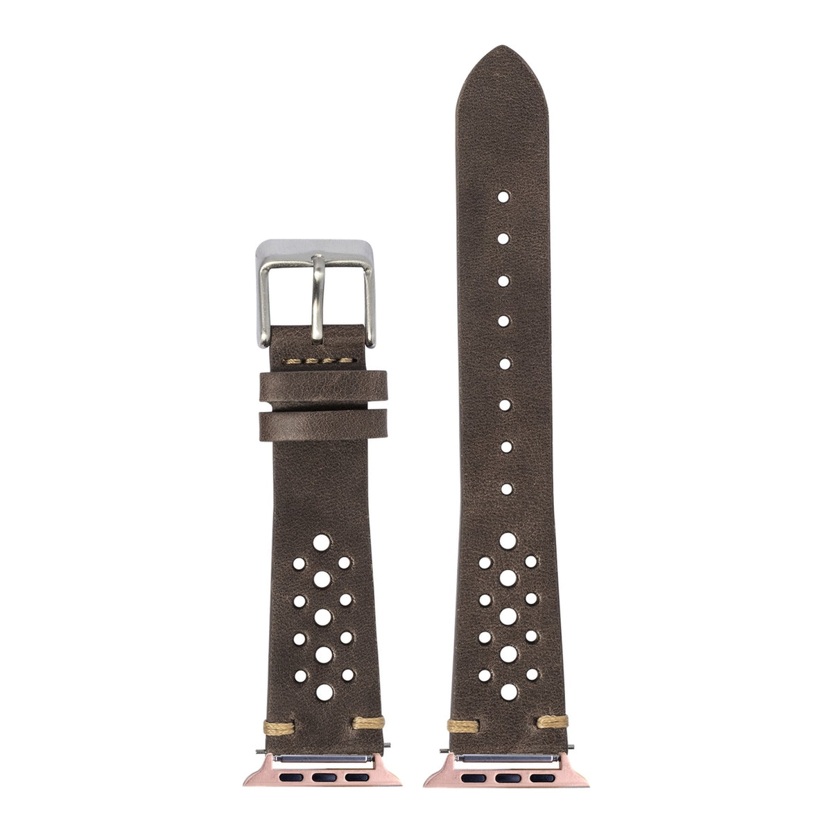 [Apple Watch] Vintage Rally Leather - Dark Brown with Rose Gold Apple Watch connecters