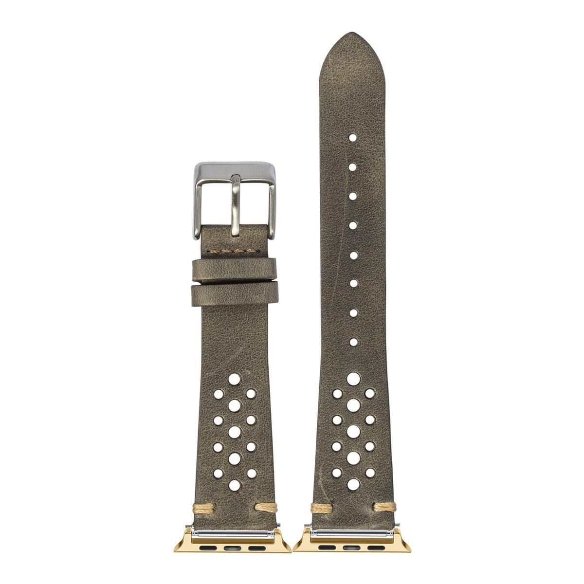 [Apple Watch] Vintage Rally Leather - Grey with Gold Apple Watch connecters
