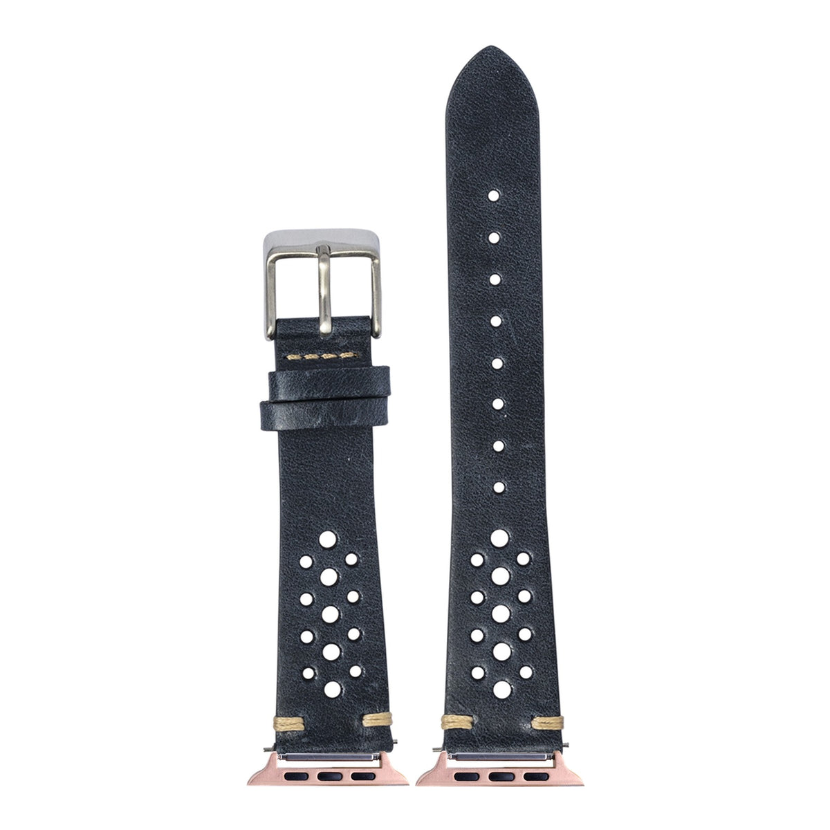 [Apple Watch] Vintage Rally Leather - Navy Blue with Rose Gold Apple Watch connecters