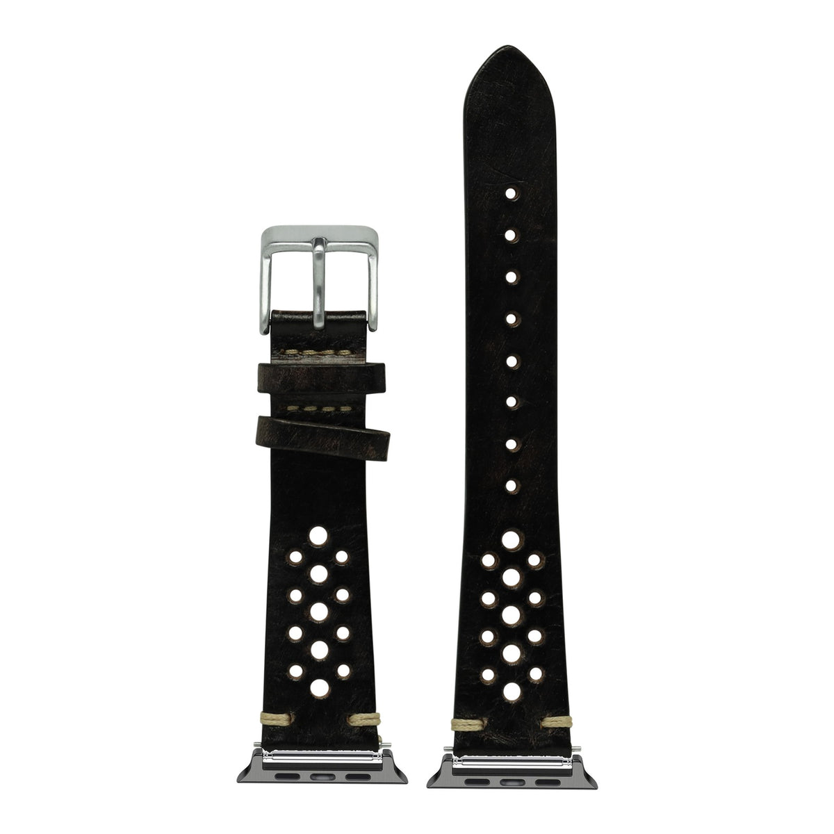 [Apple Watch] Vintage Rally Leather - Smoked Black with Black Apple Watch connecters