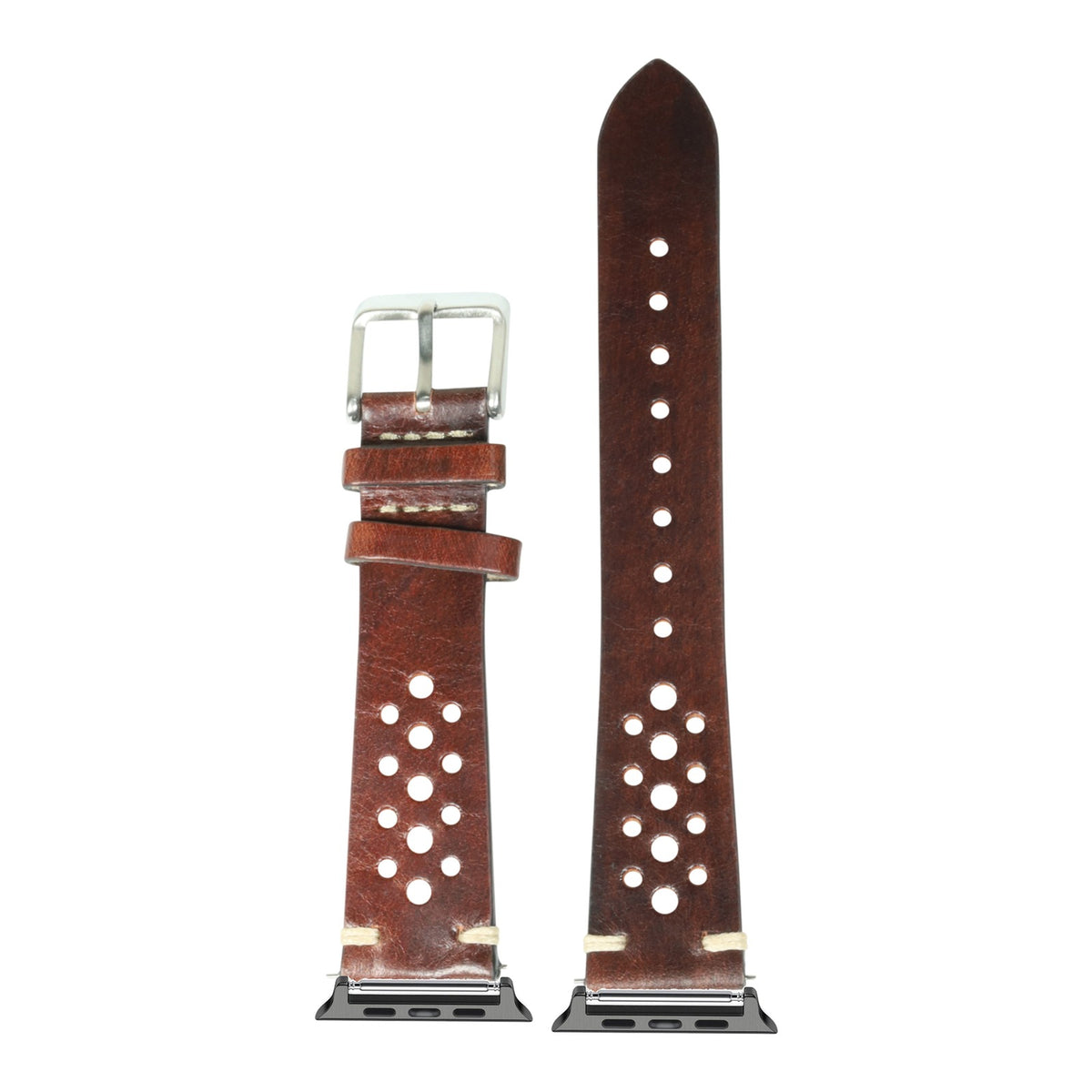 [Apple Watch] Vintage Rally Leather - Smoked Dark Brown with Black Apple Watch connecters