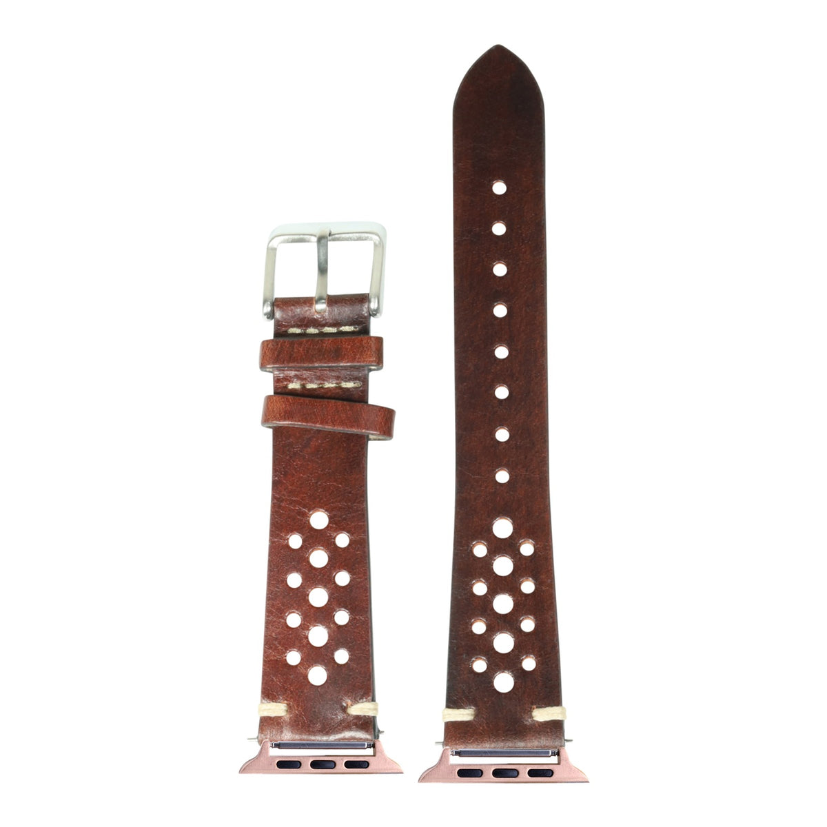 [Apple Watch] Vintage Rally Leather - Smoked Dark Brown with Rose Gold Apple Watch connecters