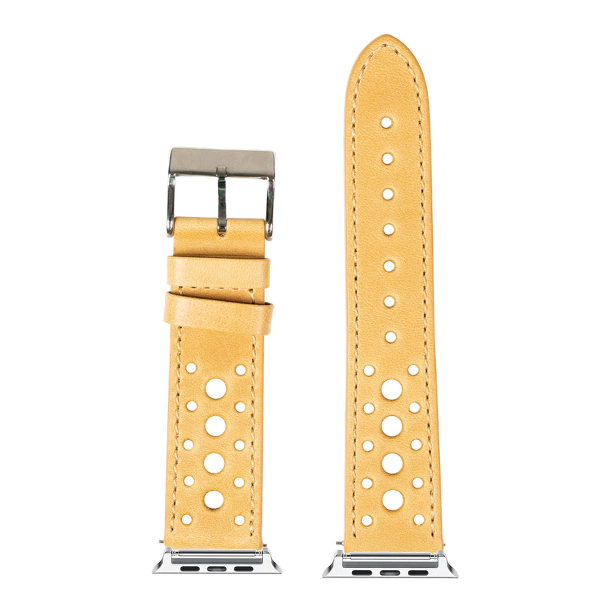 [Apple Watch] Leather - Daytona - Golden Brown with Silver Apple Watch connecters