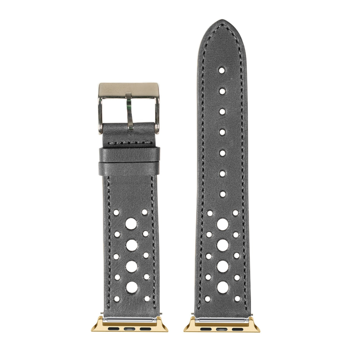 [Apple Watch] Leather - Daytona - Black with Gold Apple Watch connecters