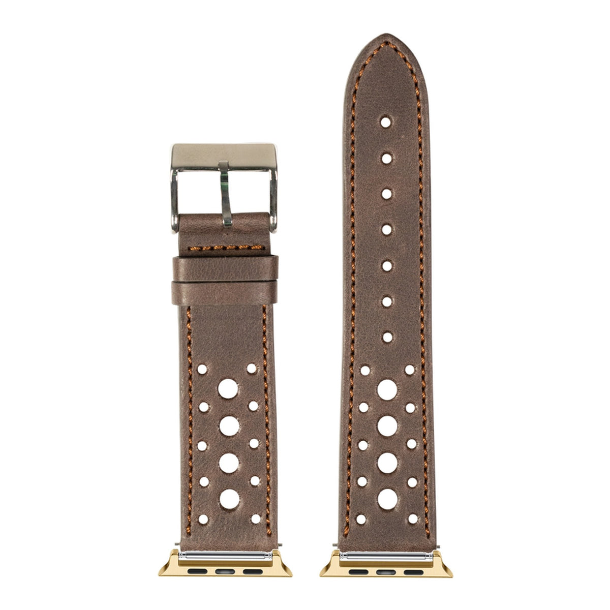[Apple Watch] Leather - Daytona - Dark Brown with Gold Apple Watch connecters