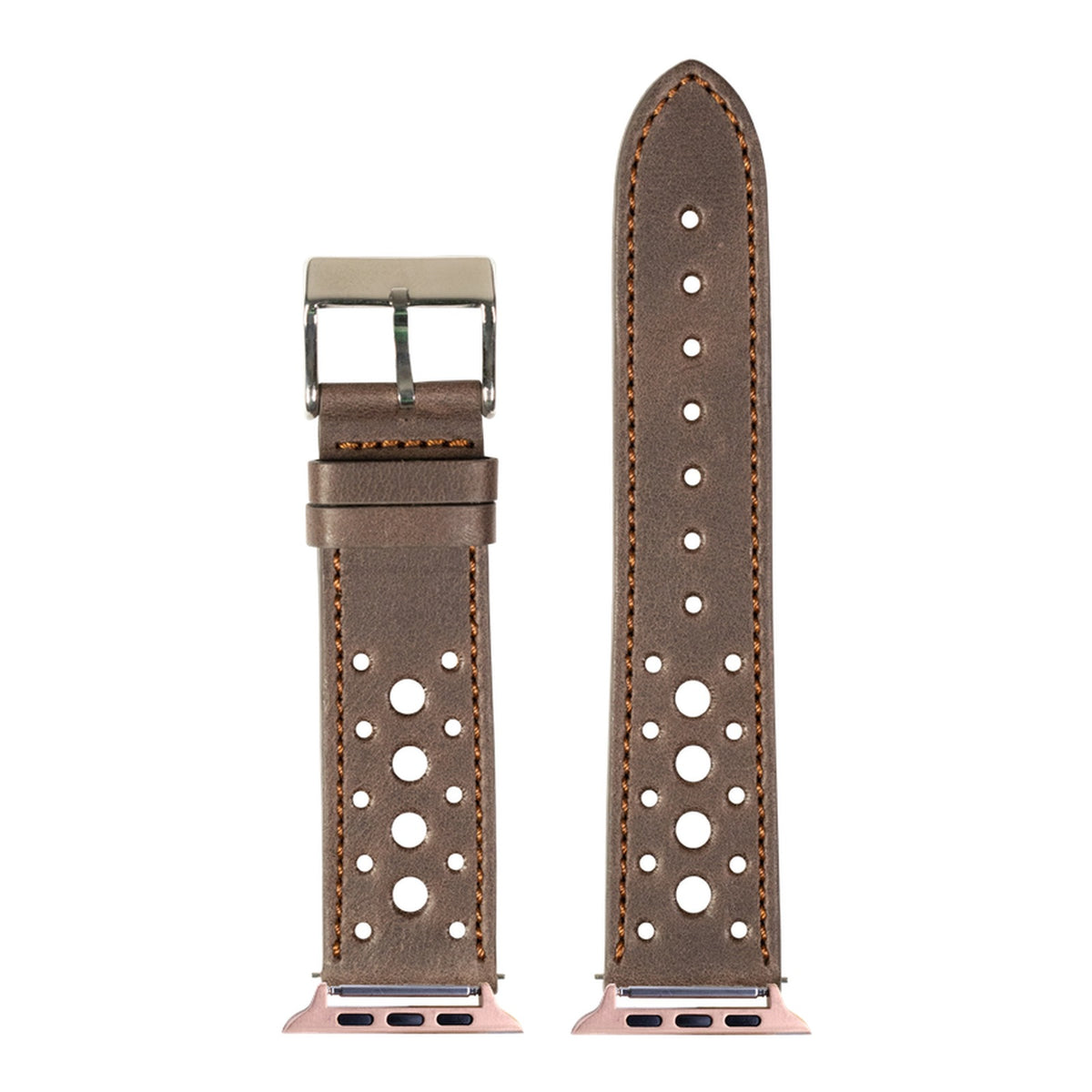 [Apple Watch] Leather - Daytona - Dark Brown with Rose Gold Apple Watch connecters