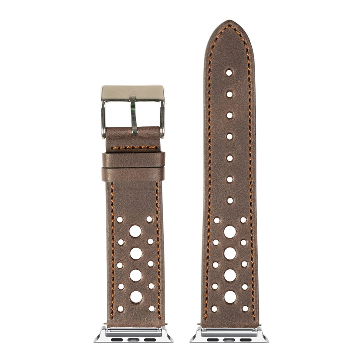 [Apple Watch] Leather - Daytona - Dark Brown with Silver Apple Watch connecters