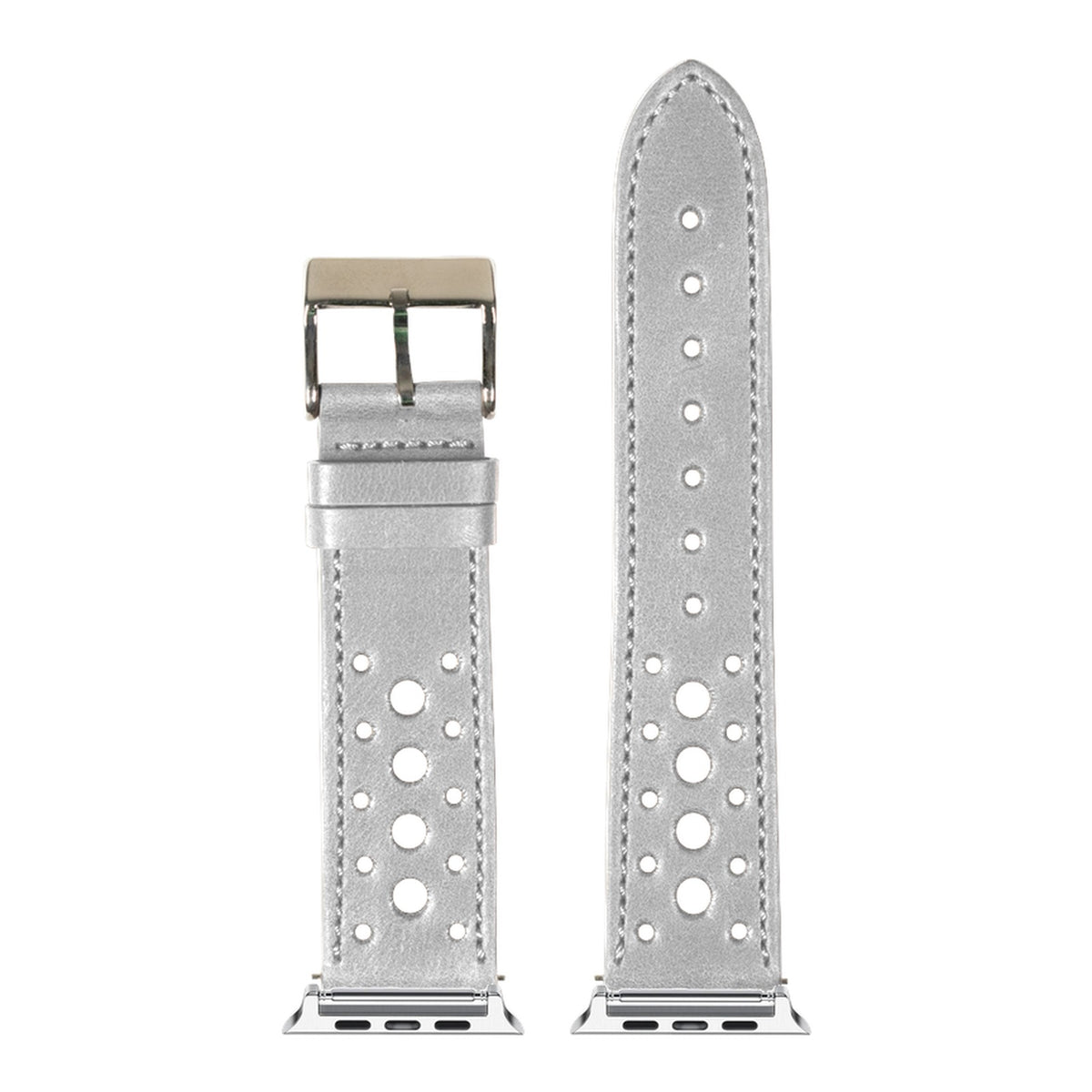 [Apple Watch] Leather - Daytona - Grey with Silver Apple Watch connecters