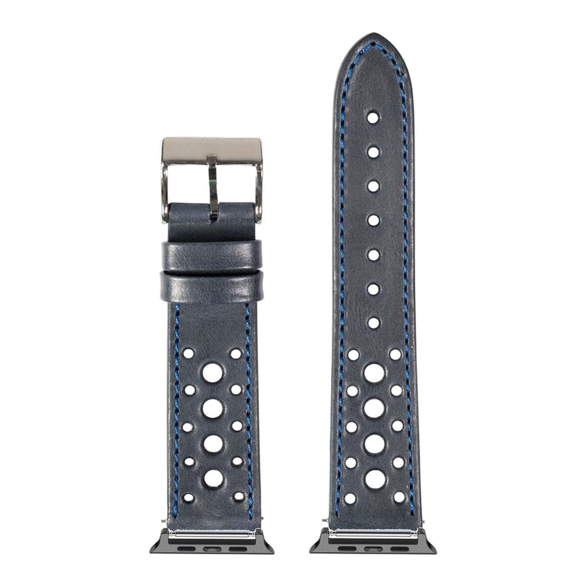 [Apple Watch] Leather - Daytona - Navy Blue with Black Apple Watch connecters