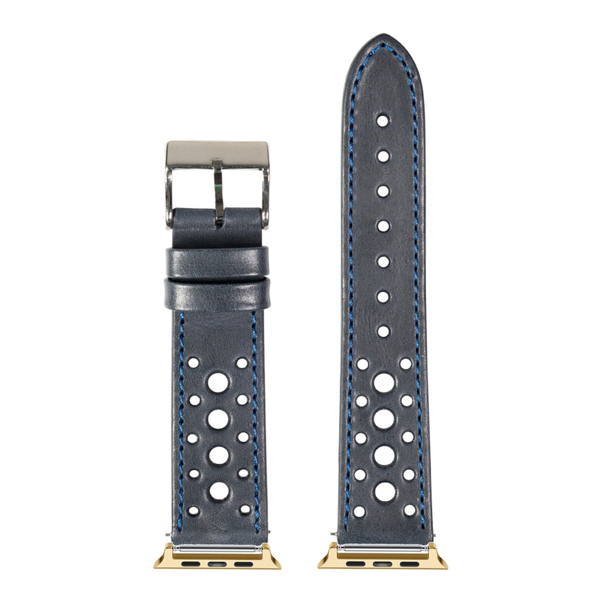 [Apple Watch] Leather - Daytona - Navy Blue with Gold Apple Watch connecters