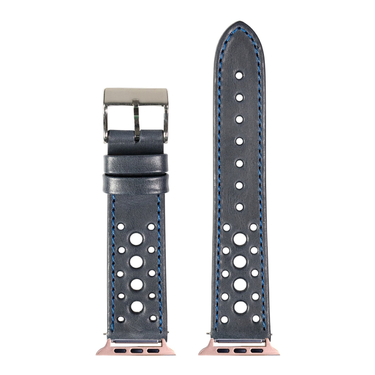 [Apple Watch] Leather - Daytona - Navy Blue with Rose Gold Apple Watch connecters