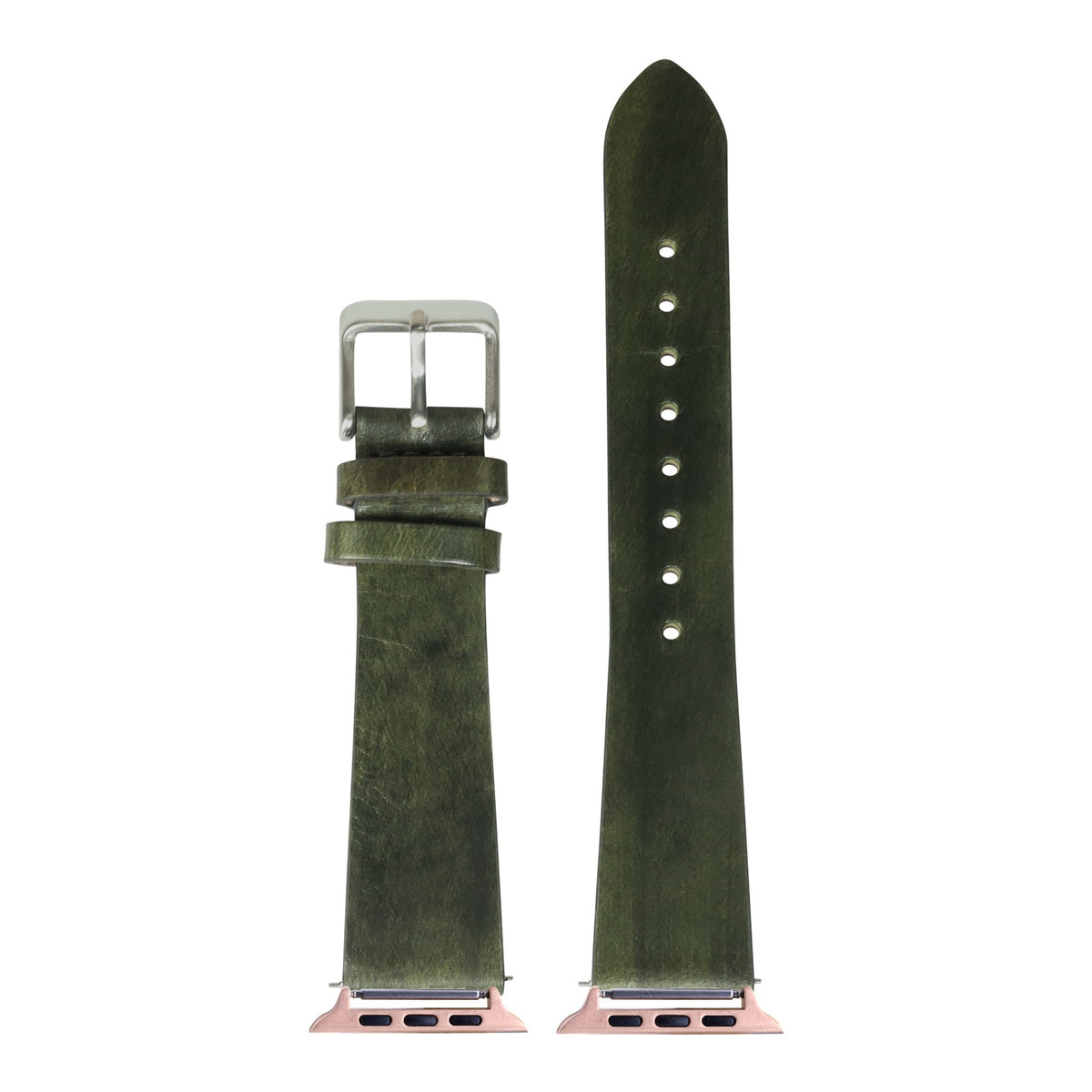 [Apple Watch] Vintage Leather - Smoked Amazon Green with Rose Gold Apple Watch connecters