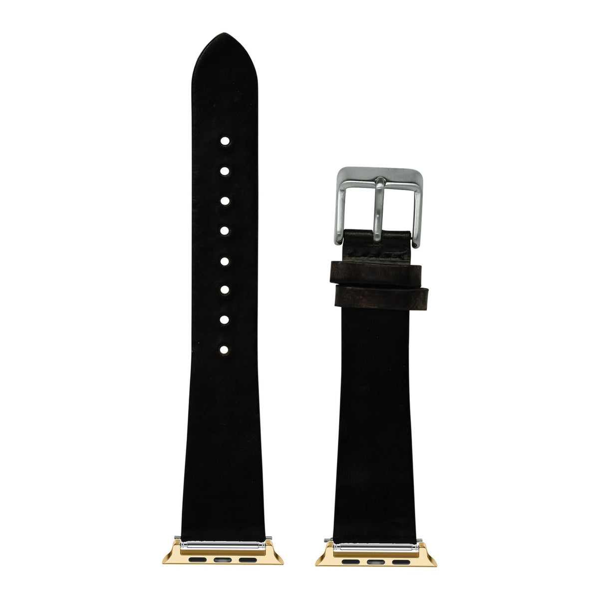 [Apple Watch] Vintage Leather - Smoked Black with Gold Apple Watch connecters