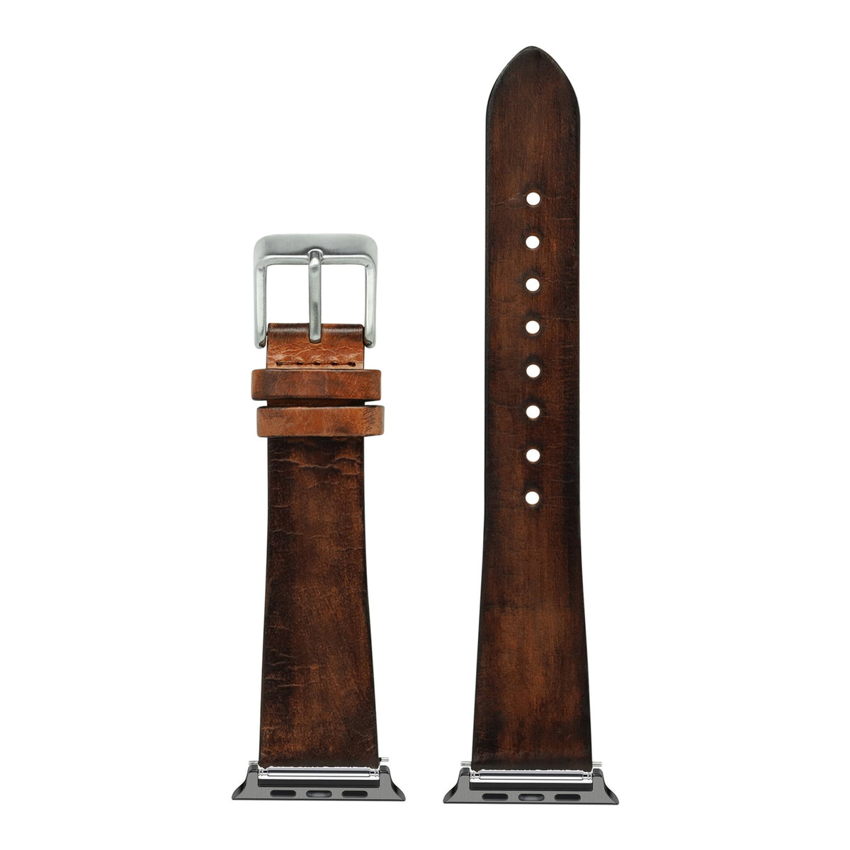[Apple Watch] Vintage Leather - Smoked Brown with Black Apple Watch connecters