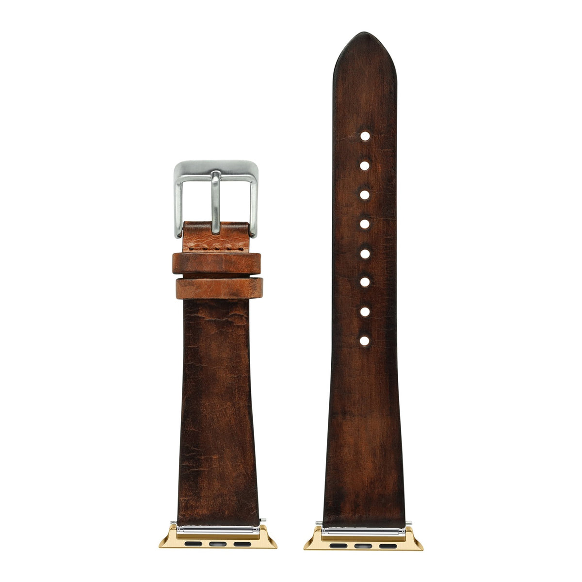 [Apple Watch] Vintage Leather - Smoked Brown with Gold Apple Watch connecters