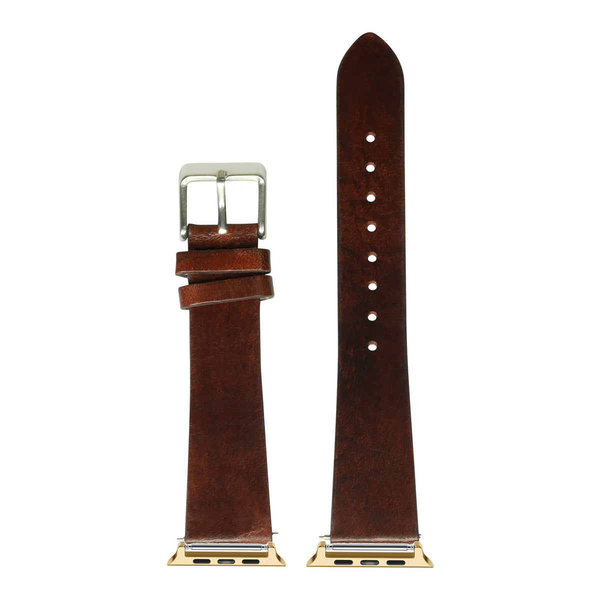 [Apple Watch] Vintage Leather - Smoked Dark Brown with Gold Apple Watch connecters