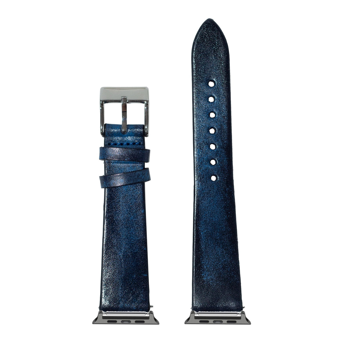 [Apple Watch] Vintage Leather - Smoked Navy Blue with Black Apple Watch connecters