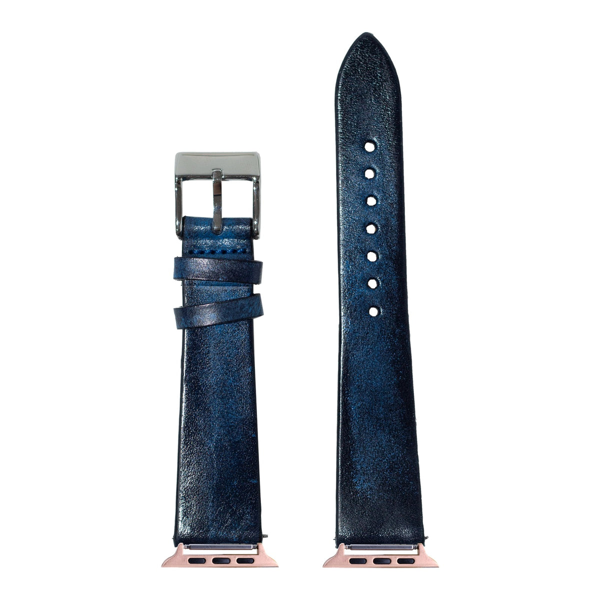 [Apple Watch] Vintage Leather - Smoked Navy Blue with Rose Gold Apple Watch connecters
