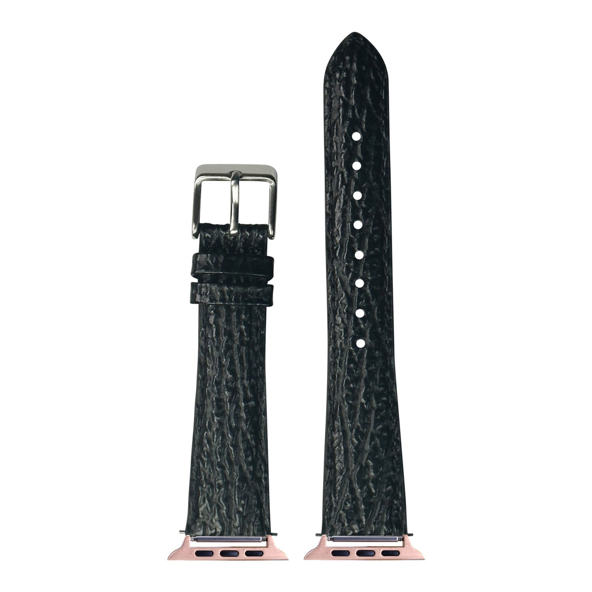 [Apple Watch] Faux Sharkskin - Black with Rose Gold Apple Watch connecters
