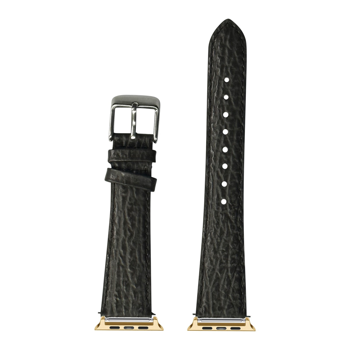 [Apple Watch] Faux Sharkskin - Grey with Gold Apple Watch connecters