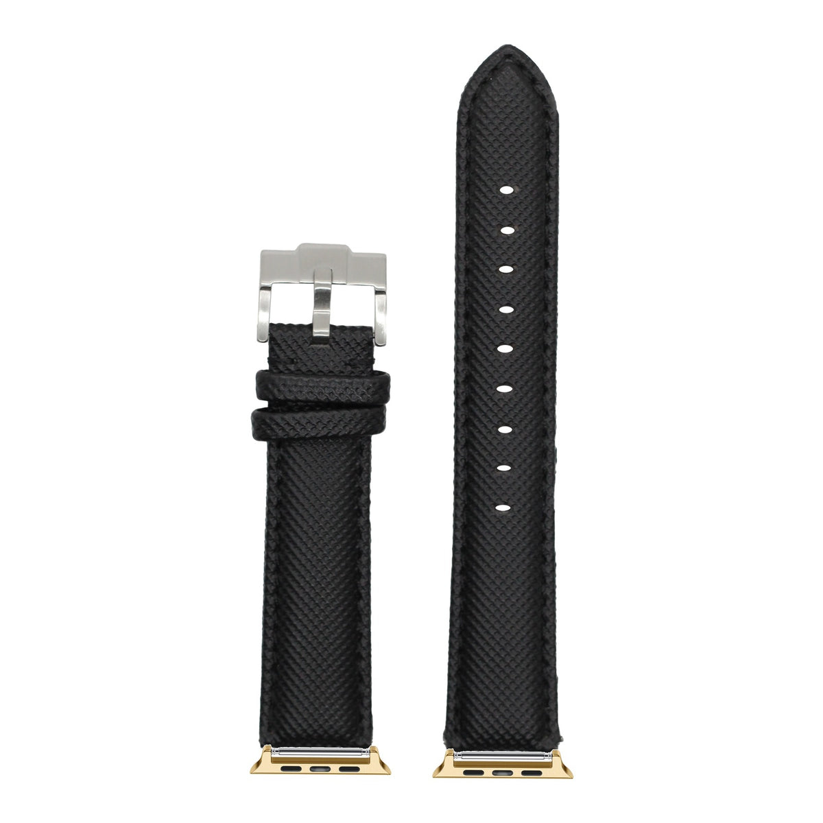 [Apple Watch] Sailcloth - Black with Gold Apple Watch connecters