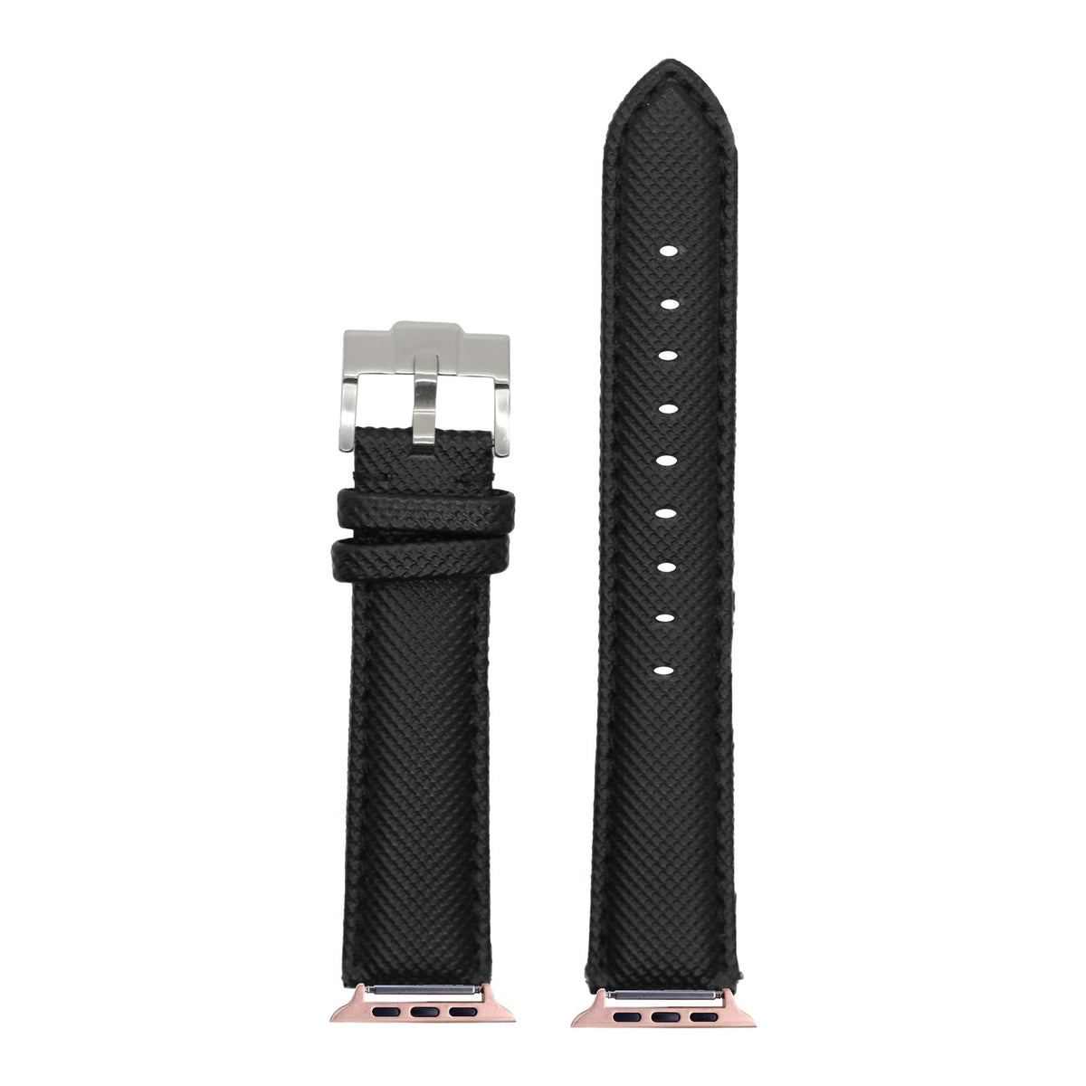 [Apple Watch] Sailcloth - Black with Rose Gold Apple Watch connecters