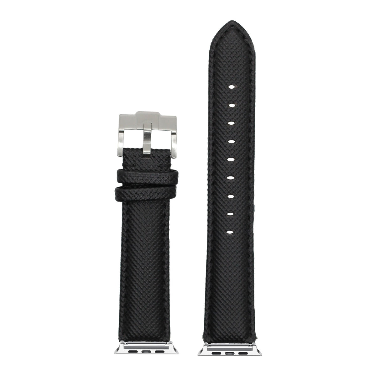[Apple Watch] Sailcloth - Black with Silver Apple Watch connecters