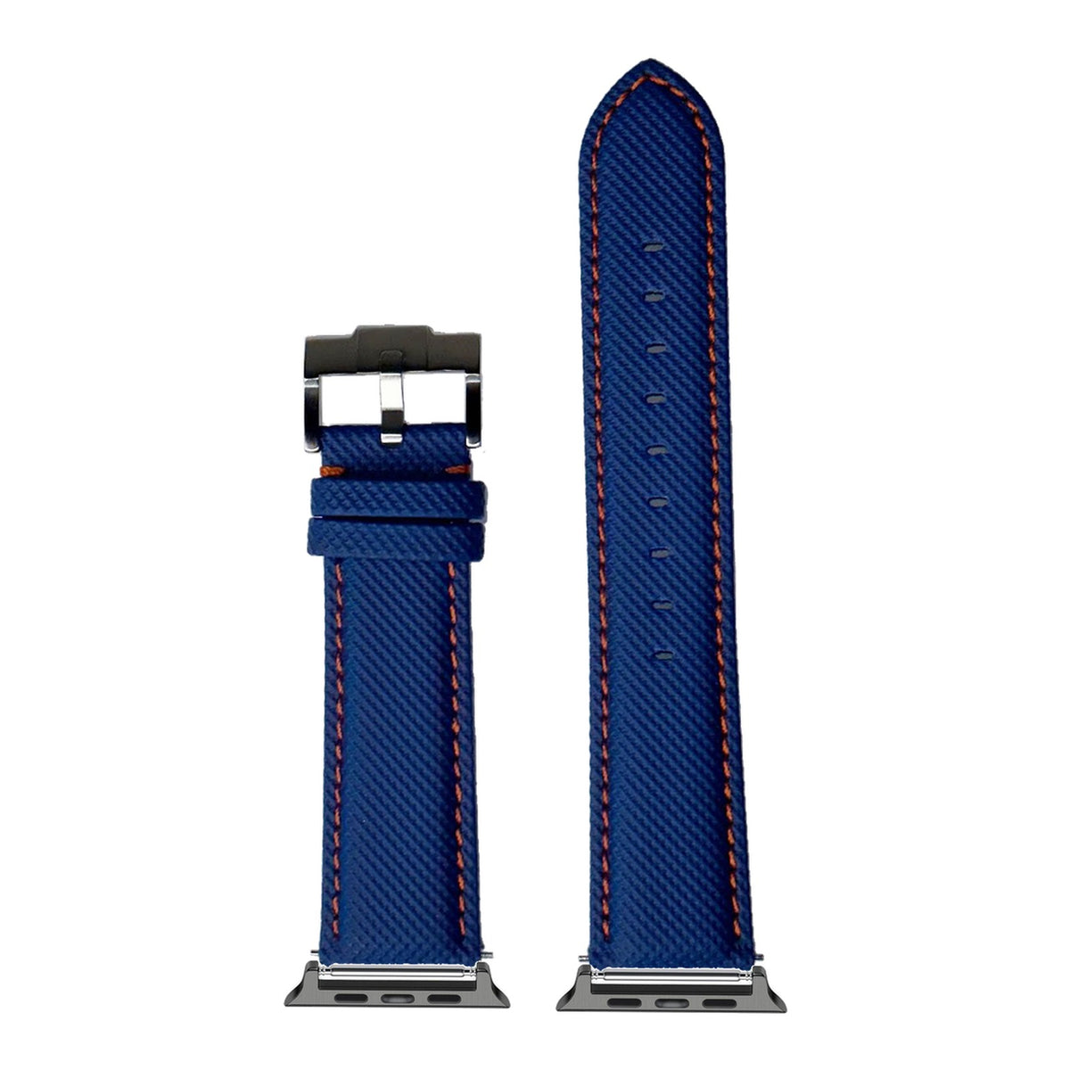 [Apple Watch] Sailcloth - Electric Blue | Orange Stitching with Black Apple Watch connecters