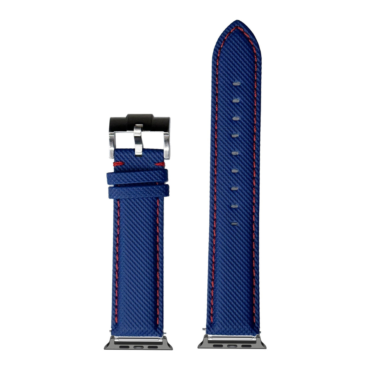 [Apple Watch] Sailcloth - Electric Blue | Red Stitching with Black Apple Watch connecters