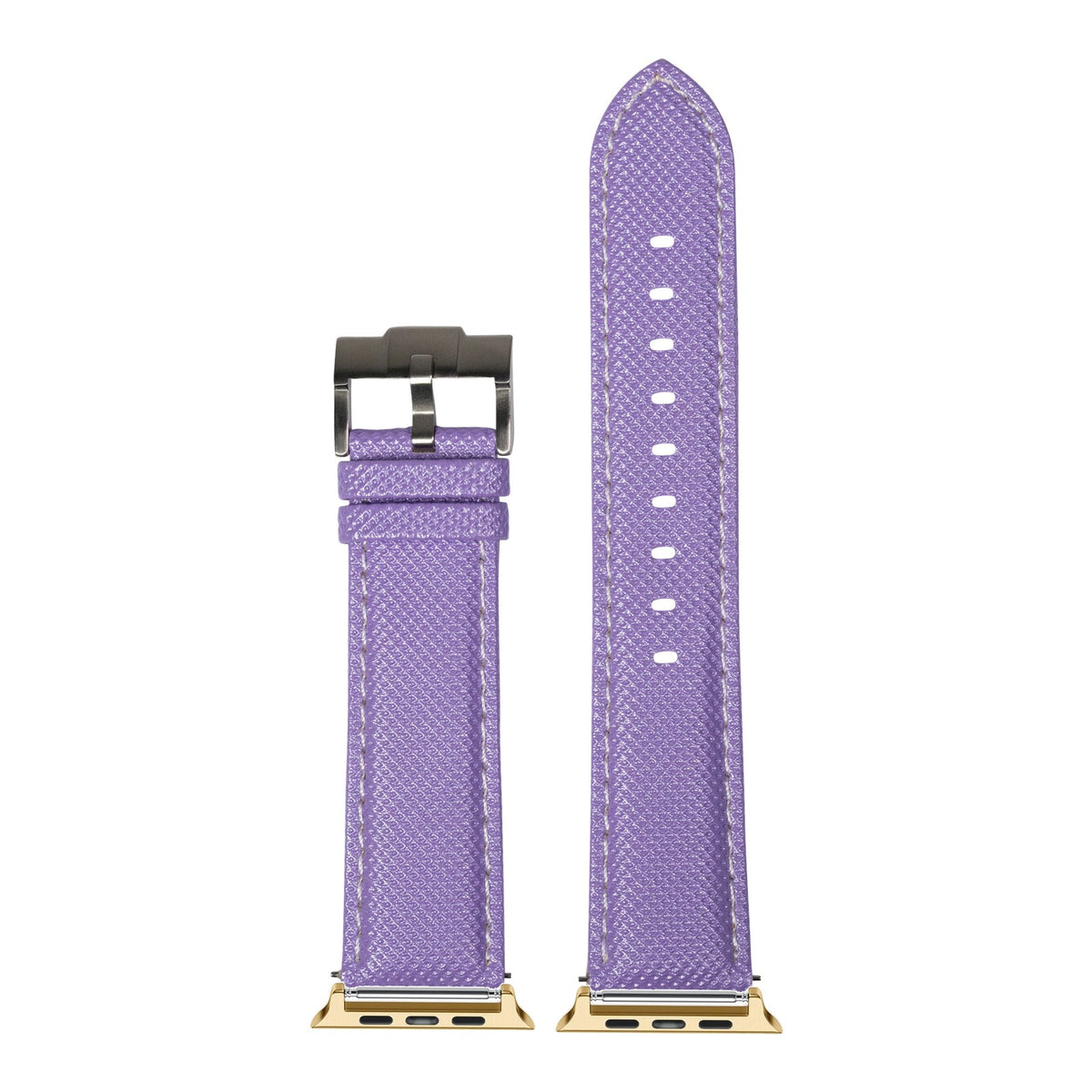 [Apple Watch] Sailcloth - Lavender with White Stitching with Gold Apple Watch connecters