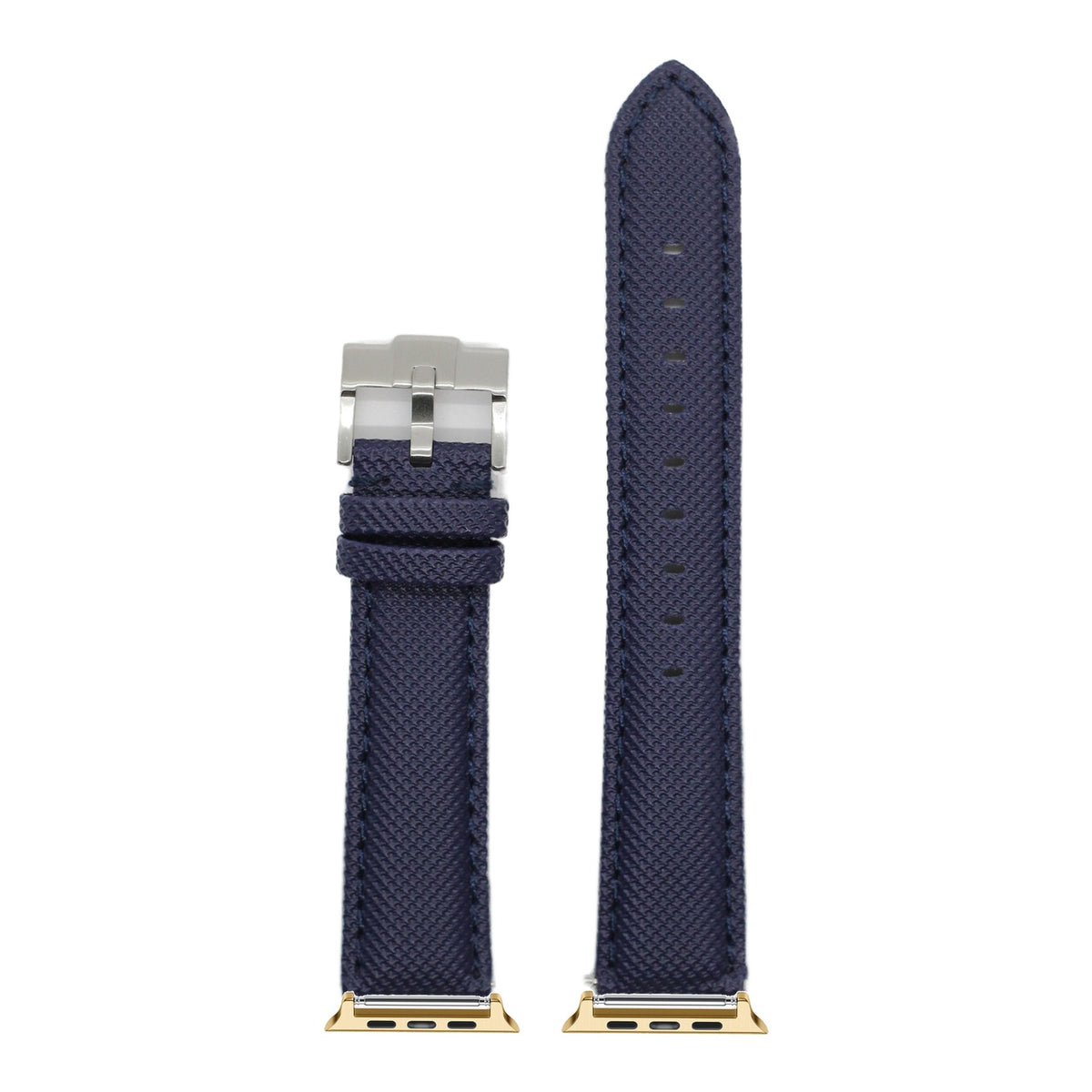 [Apple Watch] Sailcloth - Navy Blue with Gold Apple Watch connecters