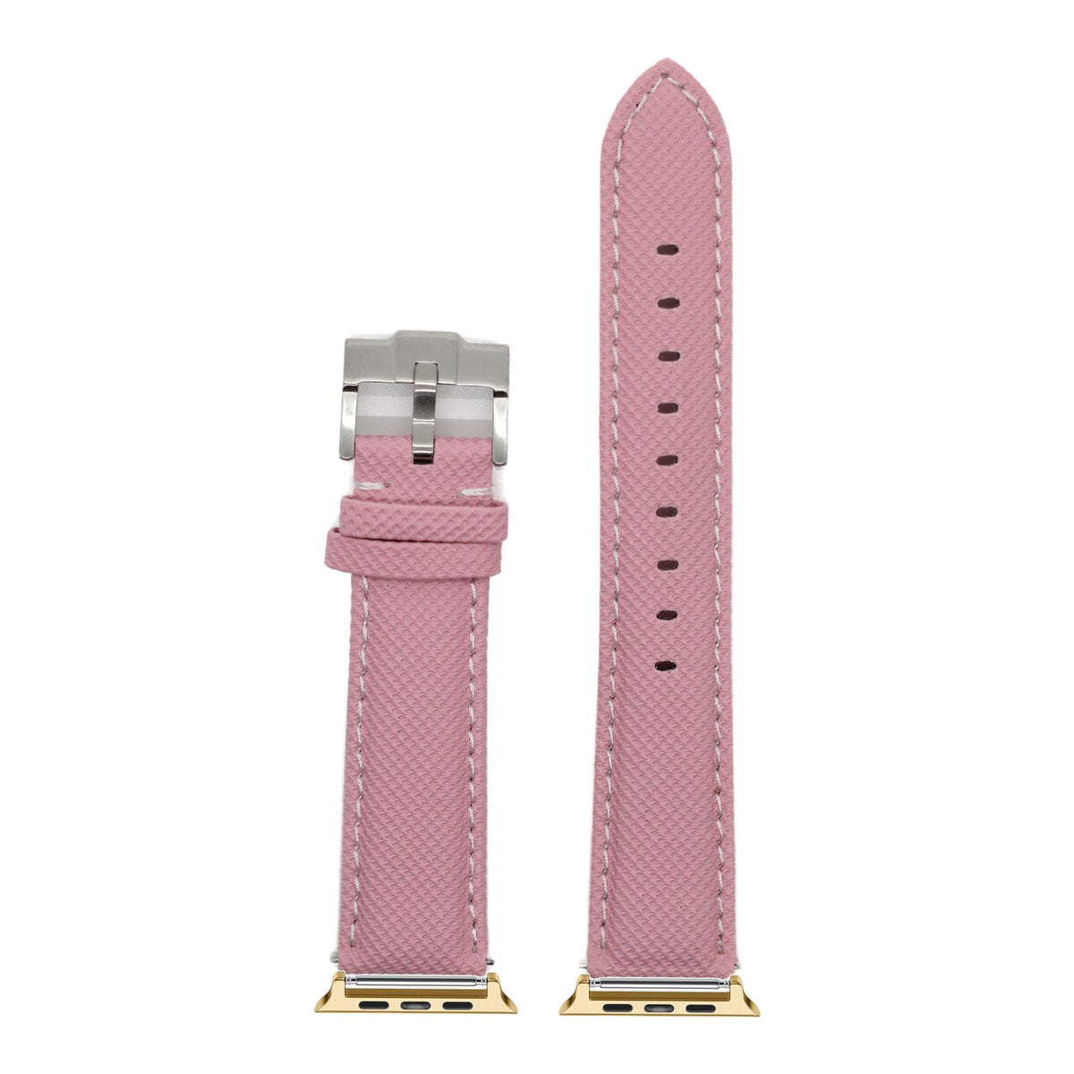 [Apple Watch] Sailcloth - Pink | White Stitching with Gold Apple Watch connecters