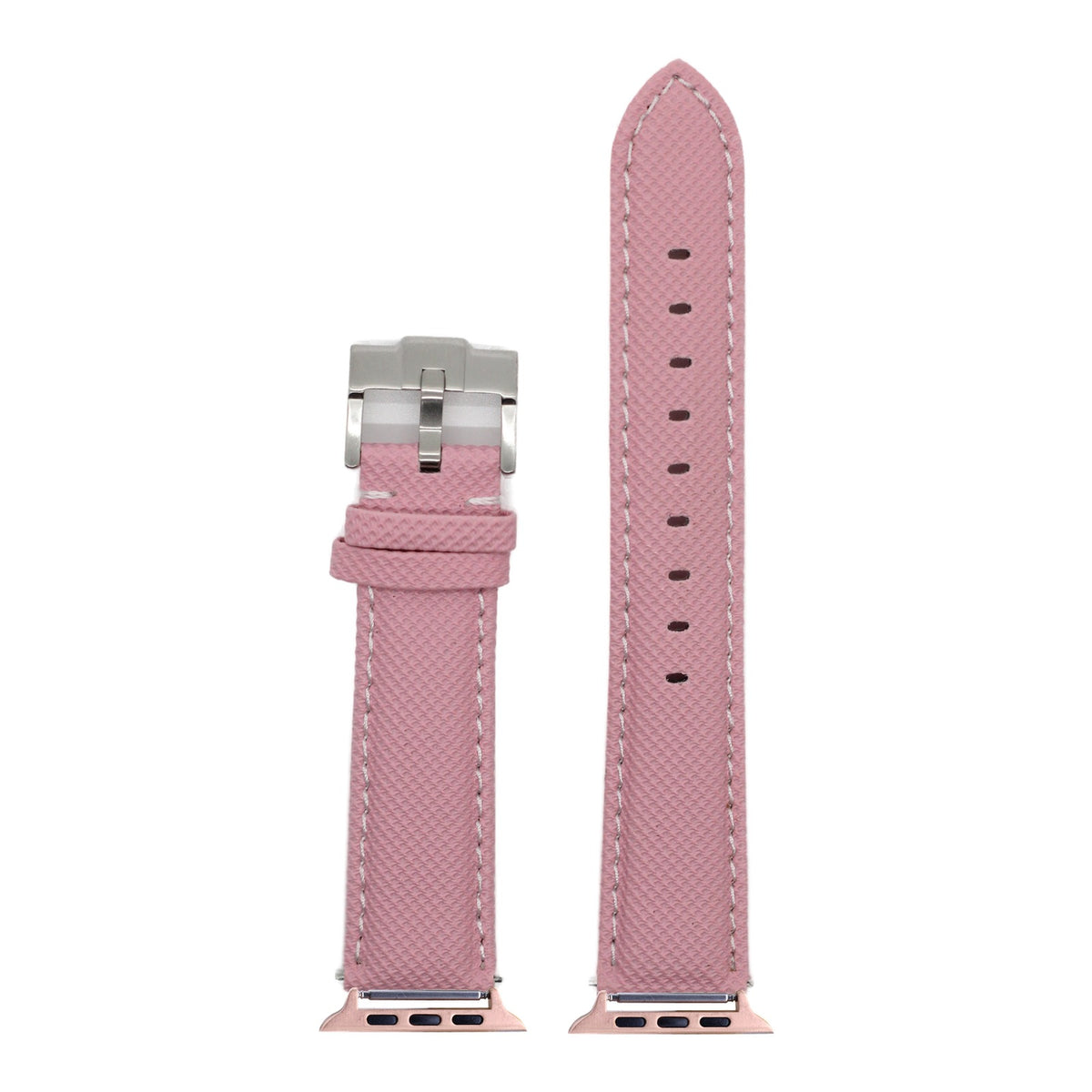 [Apple Watch] Sailcloth - Pink | White Stitching with Rose Gold Apple Watch connecters