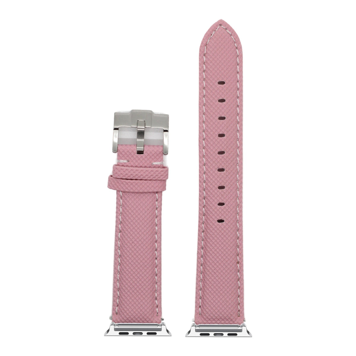 [Apple Watch] Sailcloth - Pink | White Stitching with Silver Apple Watch connecters