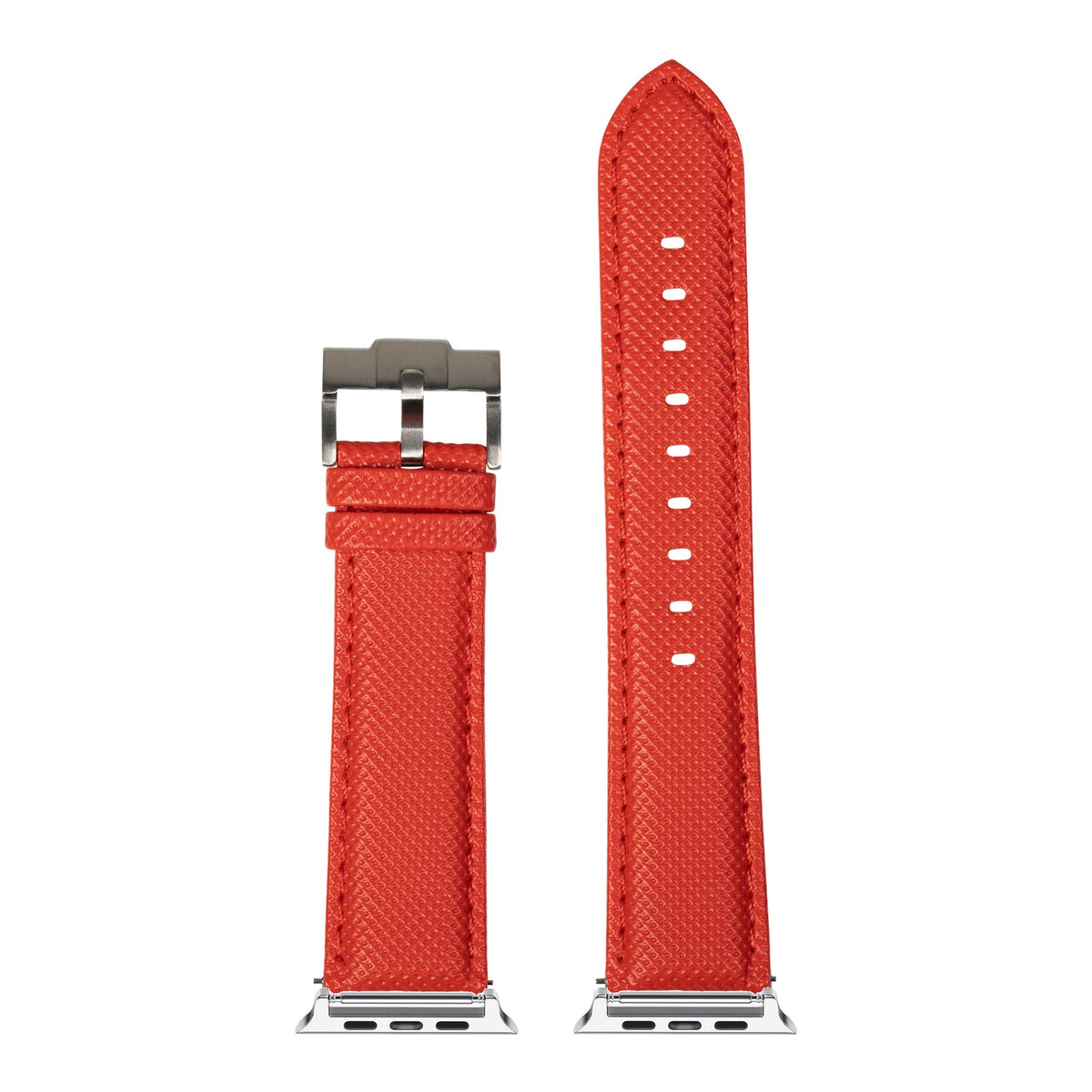[Apple Watch] Sailcloth - Red with Silver Apple Watch connecters