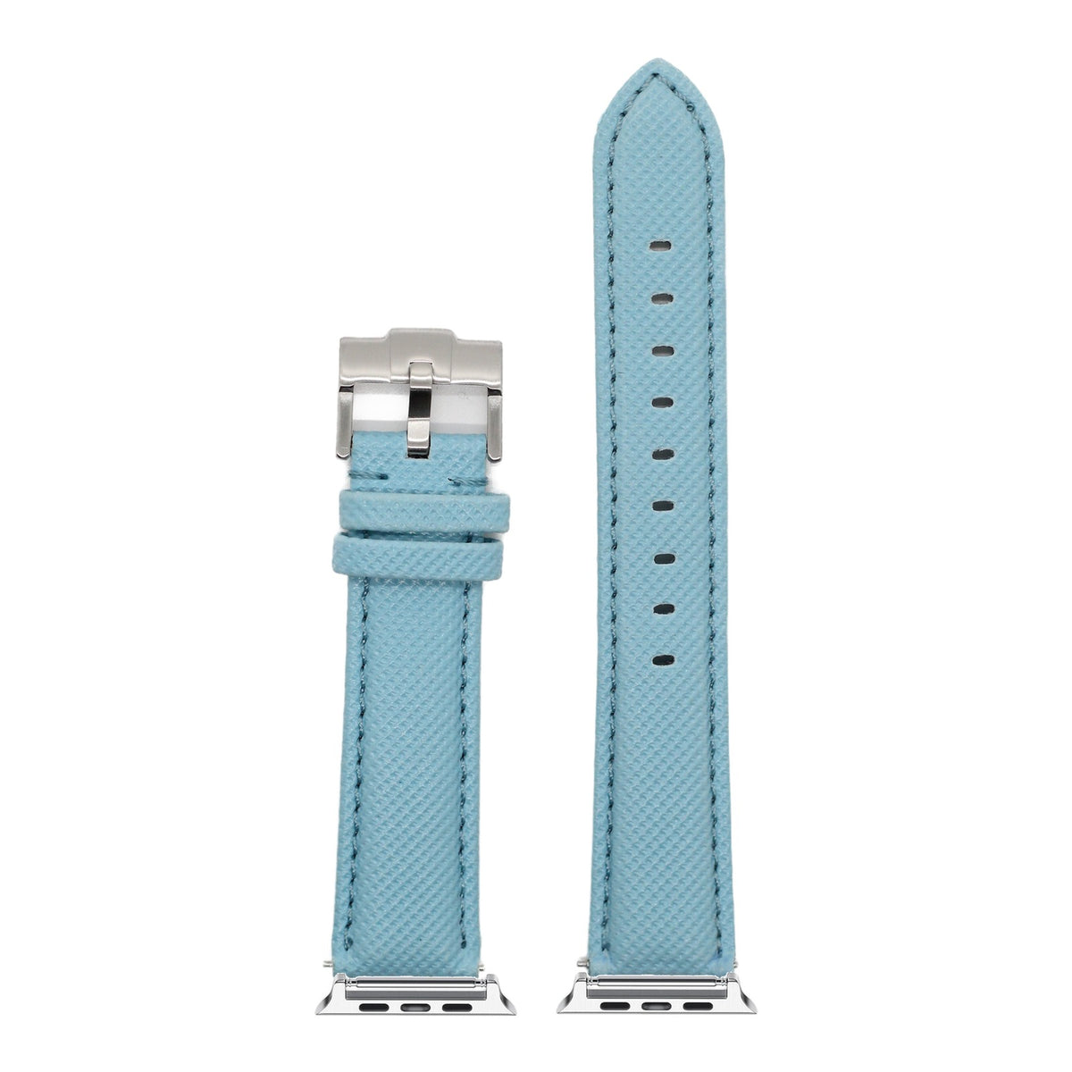 [Apple Watch] Sailcloth - Sky Blue with Silver Apple Watch connecters