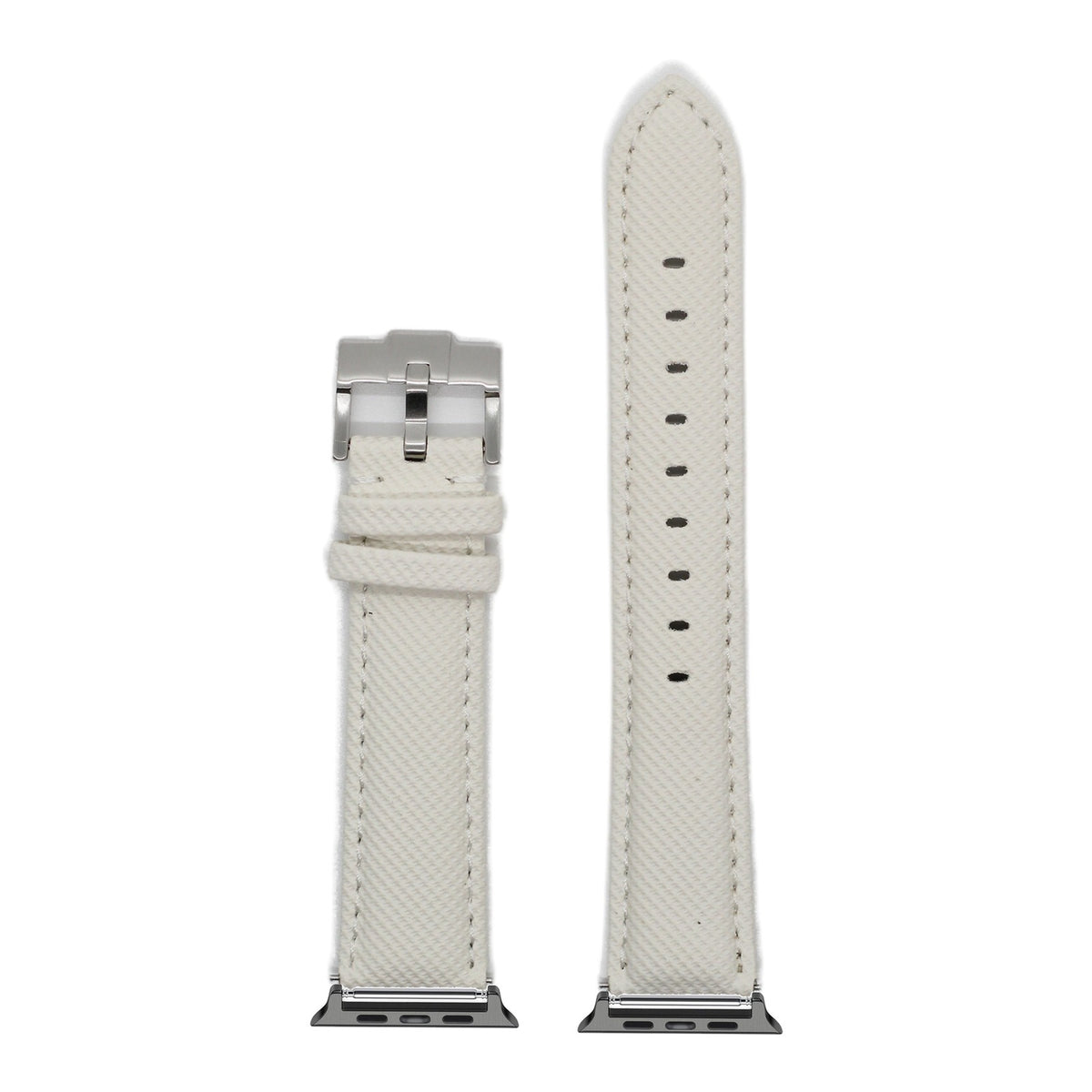 [Apple Watch] Sailcloth - White with Black Apple Watch connecters
