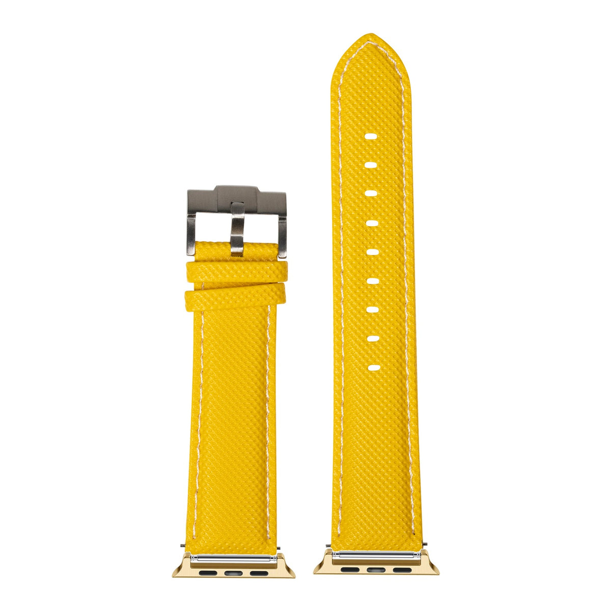 [Apple Watch] Sailcloth - Yellow with White Stitching with Gold Apple Watch connecters