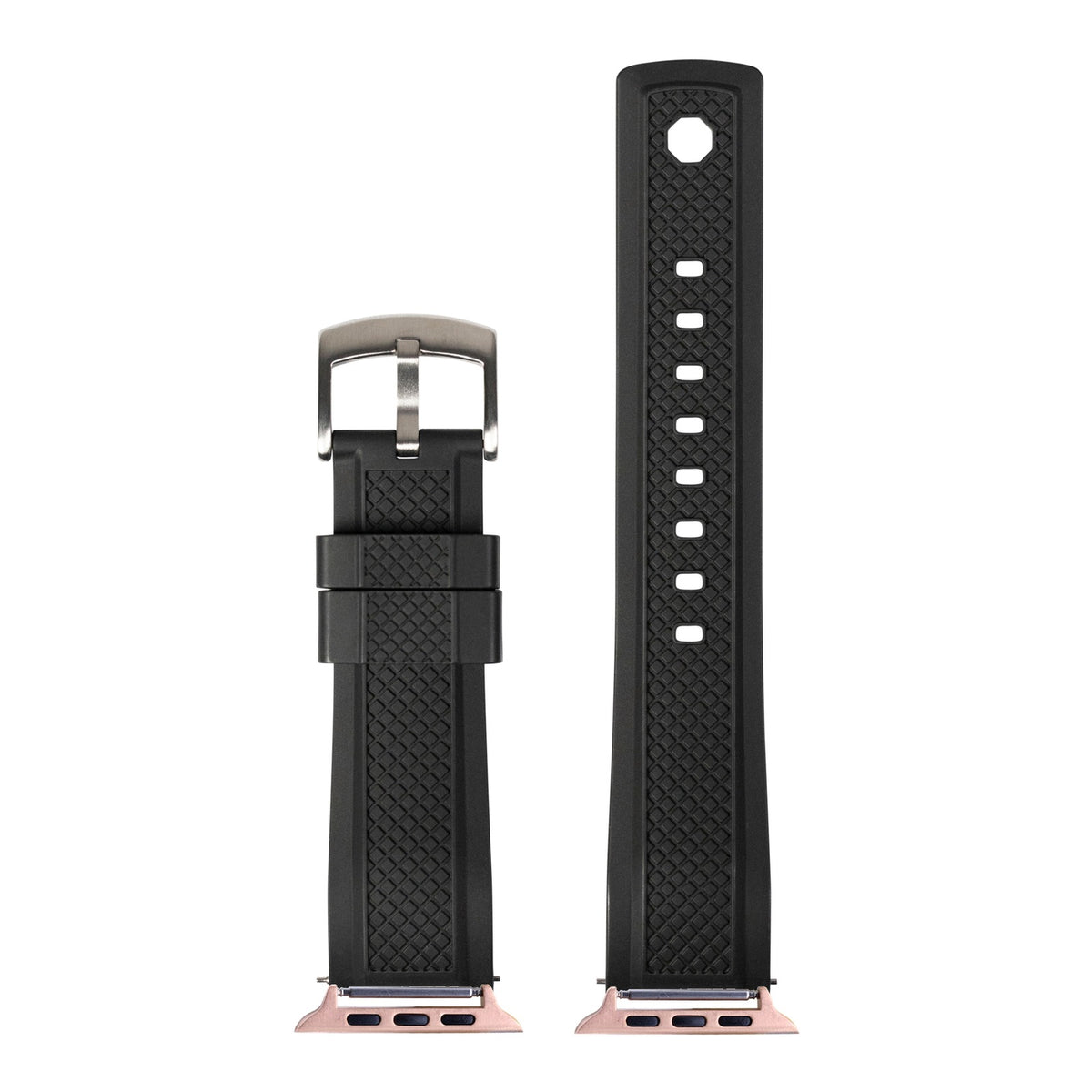 [Apple Watch] GridLock FKM Rubber - Black with Rose Gold Apple Watch connecters