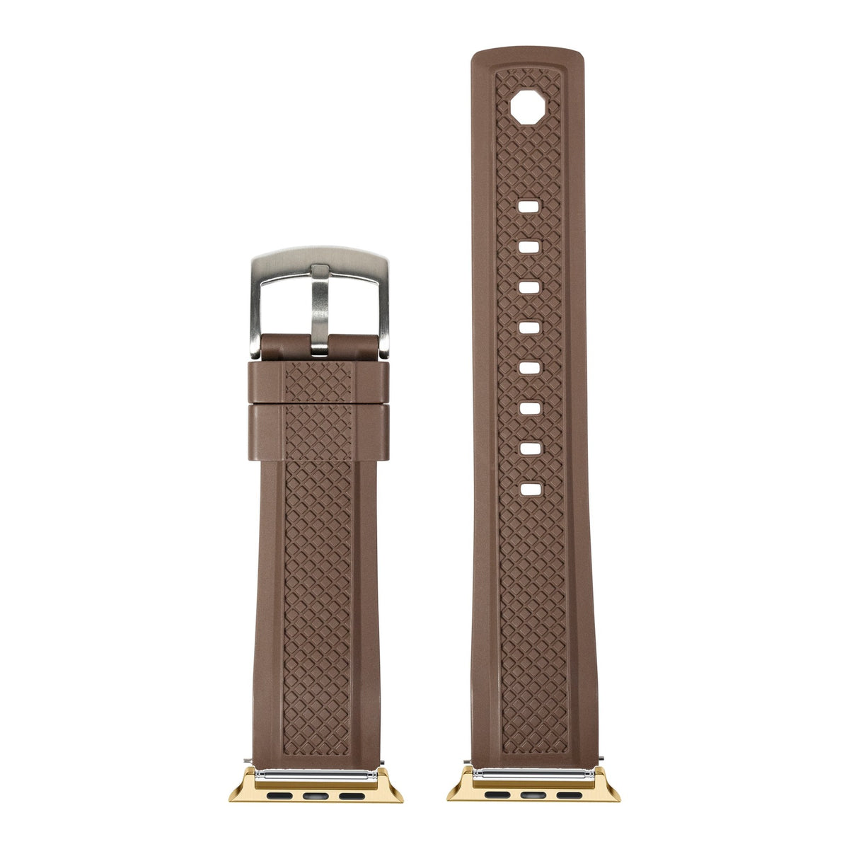 [Apple Watch] GridLock FKM Rubber - Coffee Brown with Gold Apple Watch connecters