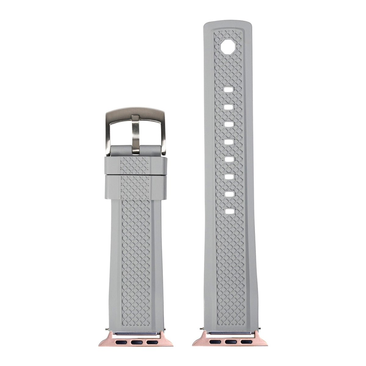 [Apple Watch] GridLock FKM Rubber - Grey with Rose Gold Apple Watch connecters