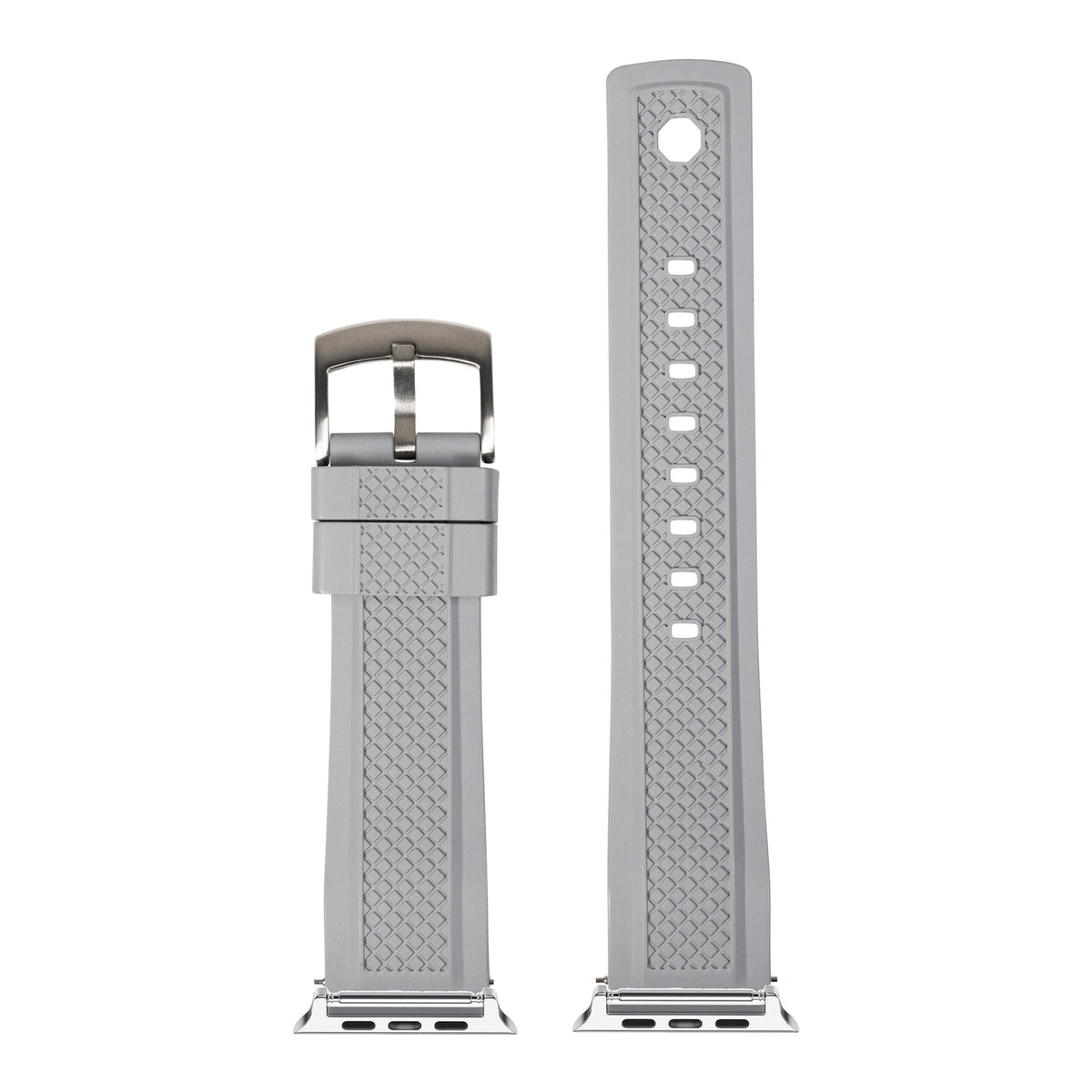 [Apple Watch] GridLock FKM Rubber - Grey with Silver Apple Watch connecters