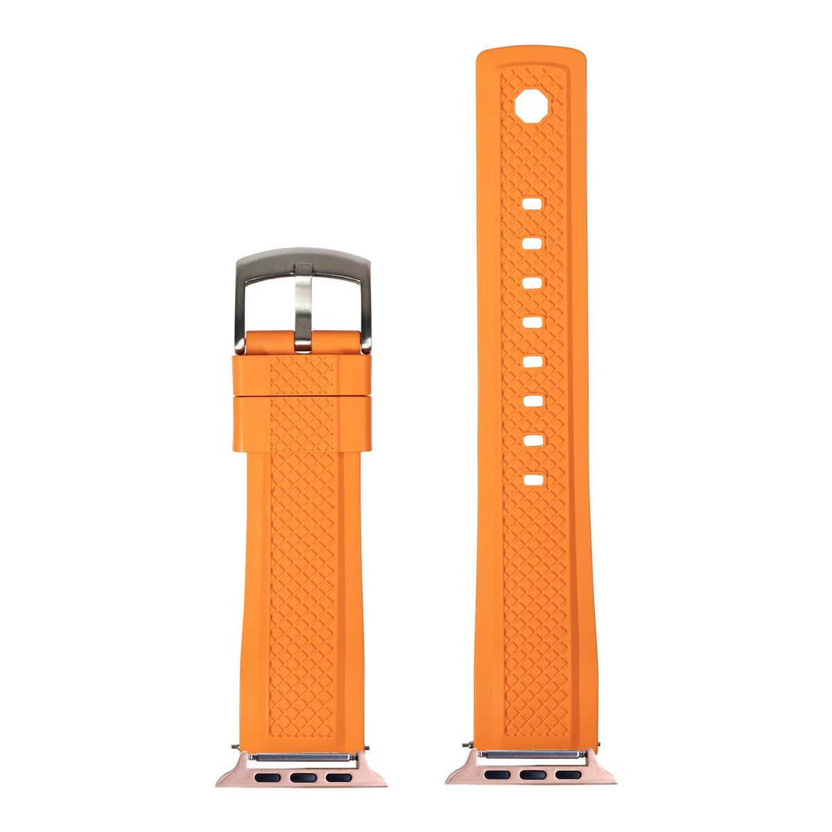 [Apple Watch] GridLock FKM Rubber - Orange with Rose Gold Apple Watch connecters