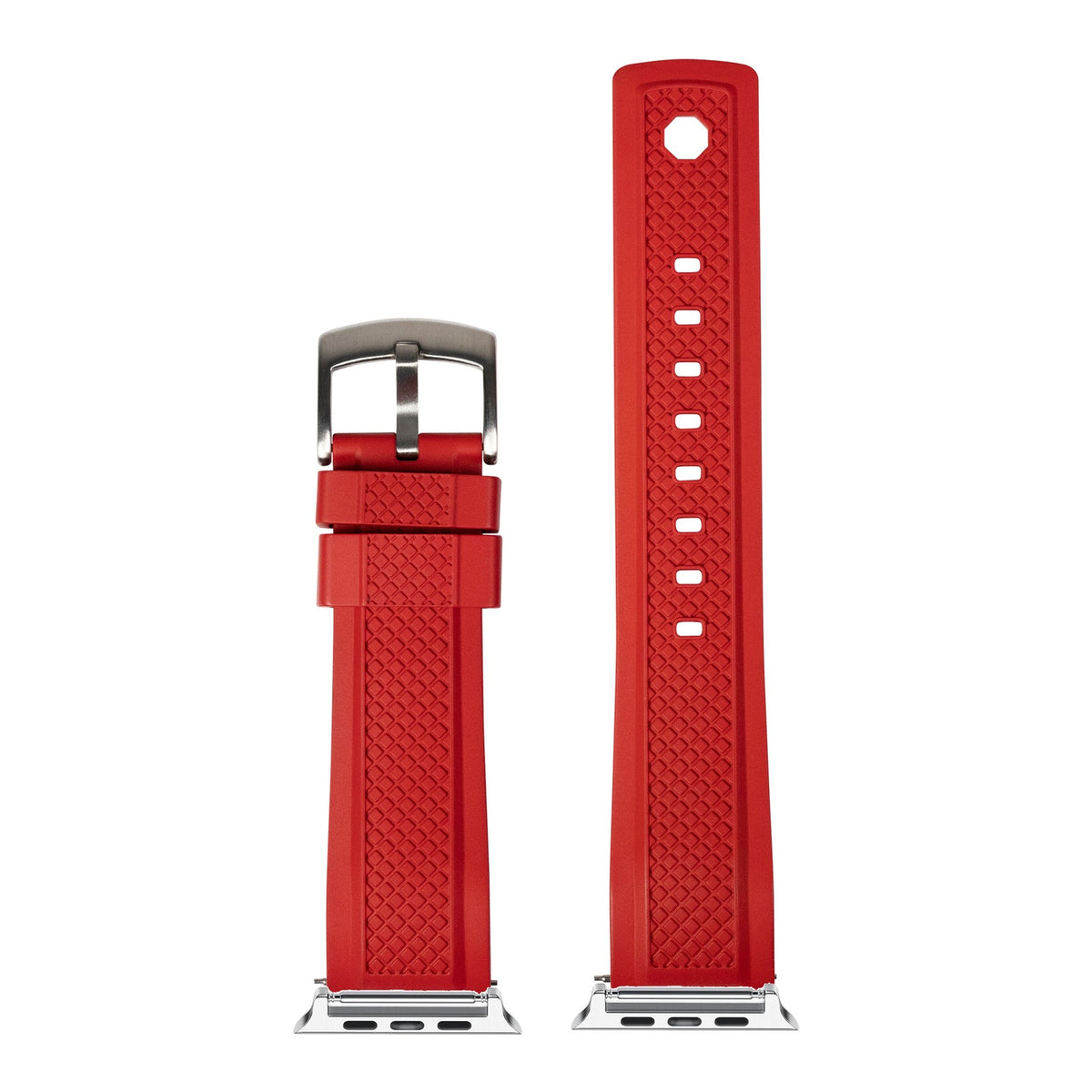 [Apple Watch] GridLock FKM Rubber - Red with Silver Apple Watch connecters