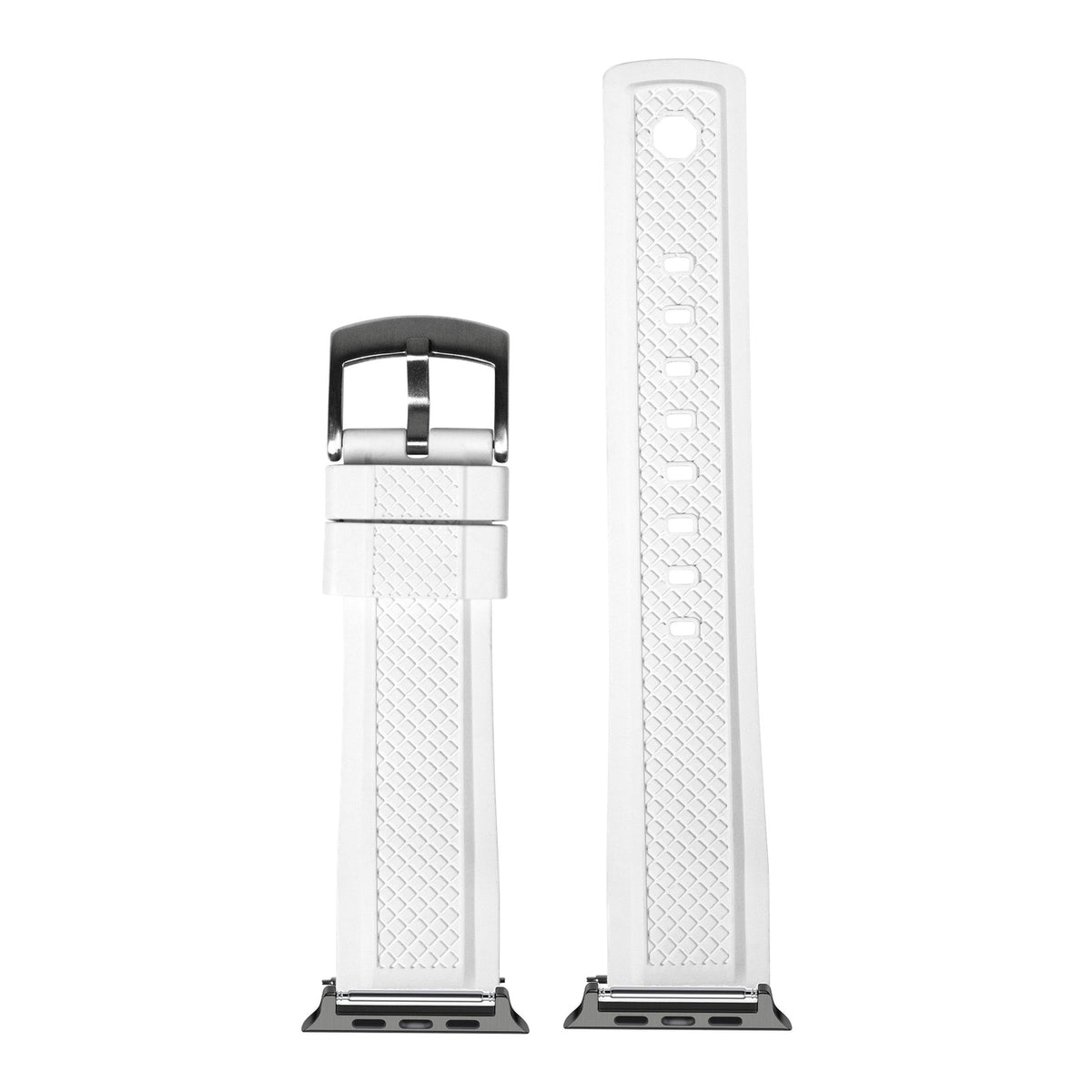 [Apple Watch] GridLock FKM Rubber - White with Black Apple Watch connecters