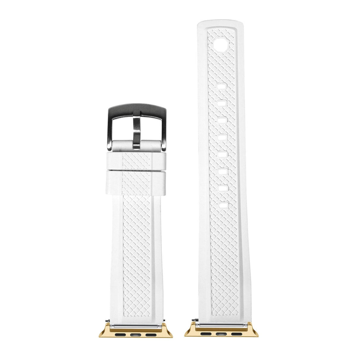 [Apple Watch] GridLock FKM Rubber - White with Gold Apple Watch connecters