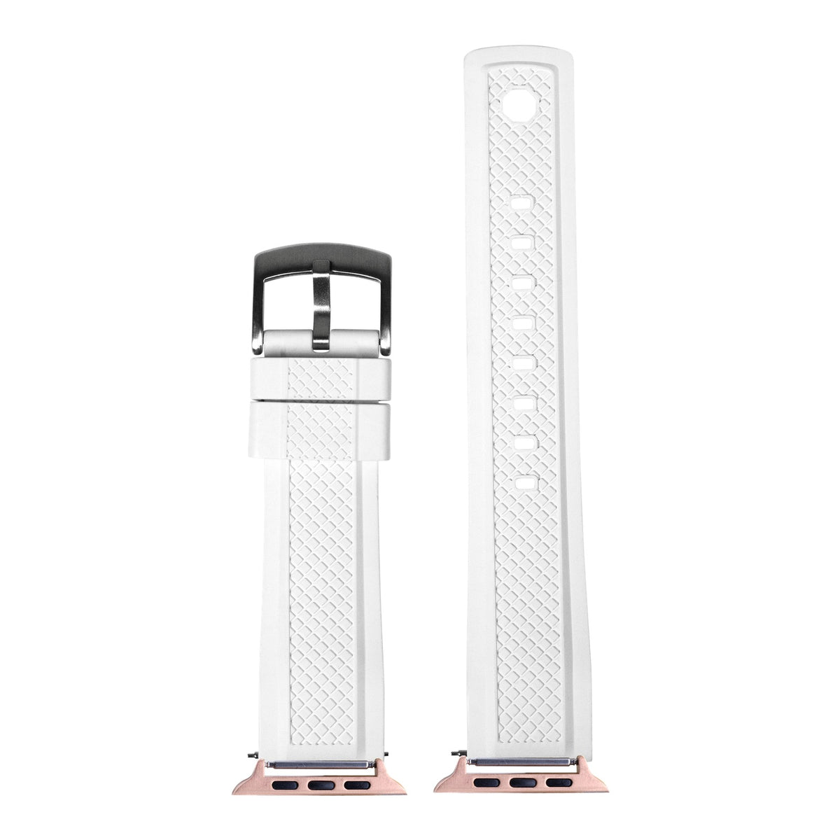 [Apple Watch] GridLock FKM Rubber - White with Rose Gold Apple Watch connecters